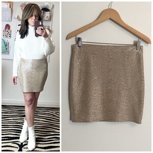 H&M Gold Shimmer Body Con Pencil Mini Skirt SMALL